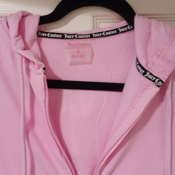JUICY COUTURE PINK HOODIE FRONT ZIPPER SIZE: SL - Picture 4 of 7